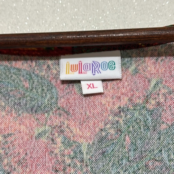 Lularoe Amelia dress. Red orange and green leaves. Size XL - Picture 3 of 6